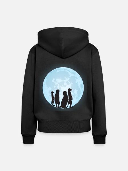 Erdmännchen Motiv - Frauen Premium Bio Zip Hoodie - Schwarz