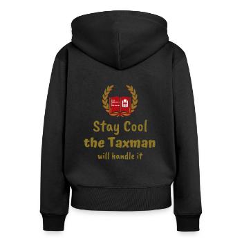 Conseiller fiscal et contrôleur fiscal - Sweat à capuche zippé Premium bio Femme - noir - Dos - Julia (174cm)