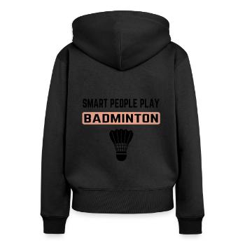 Badminton - Frauen Premium Bio Zip Hoodie - Schwarz - Hinten - Julia (174cm)
