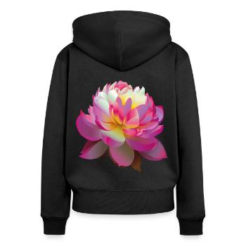 Schöne rosa Lotusblume - Frauen Premium Bio Zip Hoodie - Schwarz - Hinten - Julia (174cm)