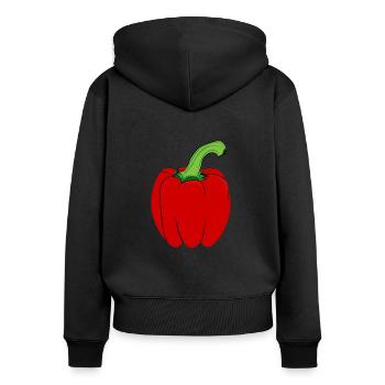 Paprika - Frauen Premium Bio Zip Hoodie - Schwarz - Hinten - Julia (174cm)
