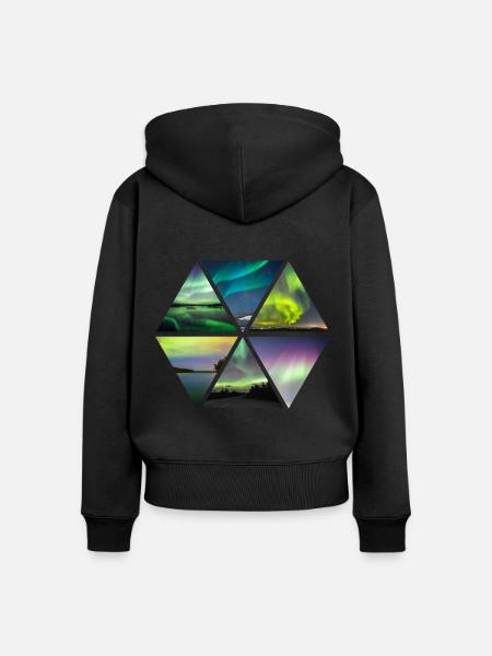 Polar Lichter - Frauen Premium Bio Zip Hoodie - Schwarz