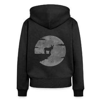 Esel Mond Maultier - Frauen Premium Bio Zip Hoodie - Schwarz - Hinten - Julia (174cm)