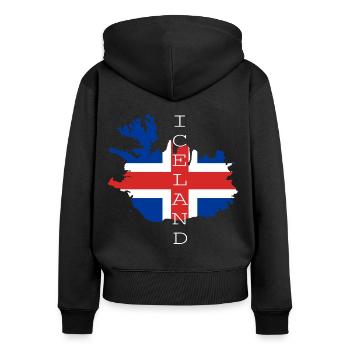 islande drapeau drapeau - Sweat à capuche zippé Premium bio Femme - noir - Dos - Julia (174cm)