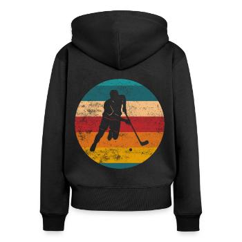 Floorball cadeau de hockey - Sweat à capuche zippé Premium bio Femme - noir - Dos - Julia (174cm)