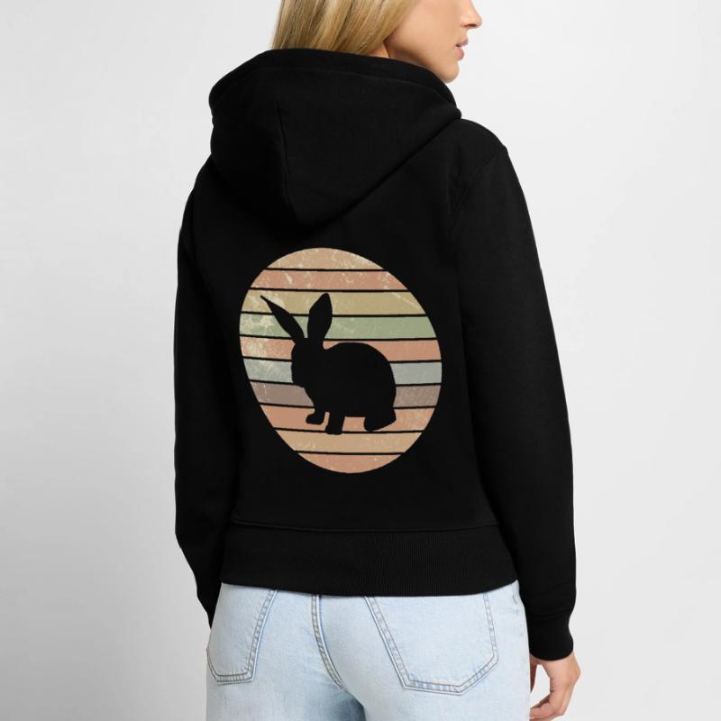 Rabbit Easter Retro Gift Women's Premium Organic Zip Hoodie