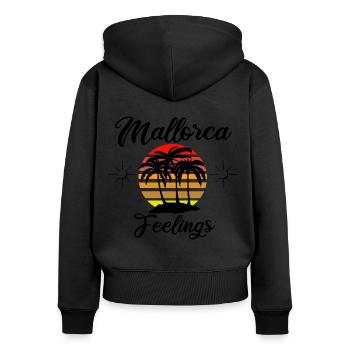 Sentiments de Majorque - Sweat à capuche zippé Premium bio Femme - noir - Dos - Julia (174cm)