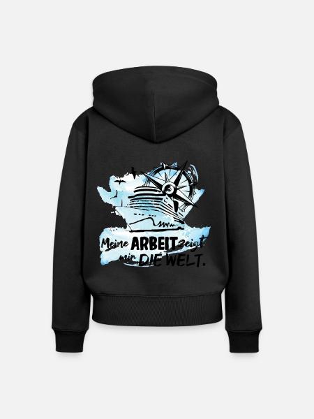 Meine Arbeit zeigt mir die Welt - Frauen Premium Bio Zip Hoodie - Schwarz