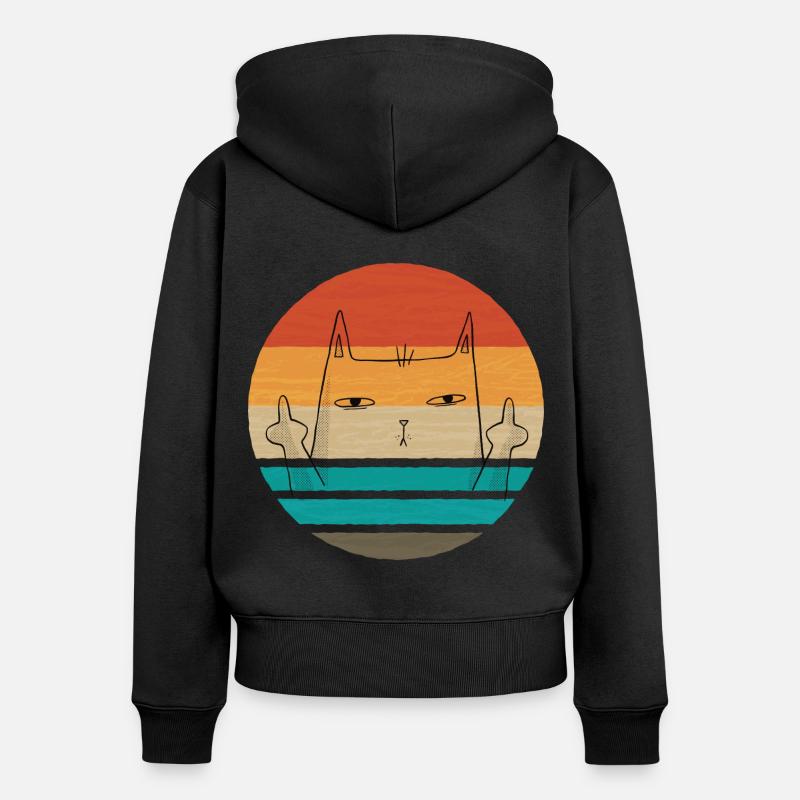 CHAT DE MIDDLEFINGER CAT - Sweat à capuche zippé Premium bio Femme - noir