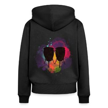 Drums Conga colorful - design for musicians - Women's Premium Organic Zip Hoodie - black - Back - Julia (174cm)