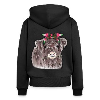 Highland Baby Cow - Women's Premium Organic Zip Hoodie - black - Back - Julia (174cm)