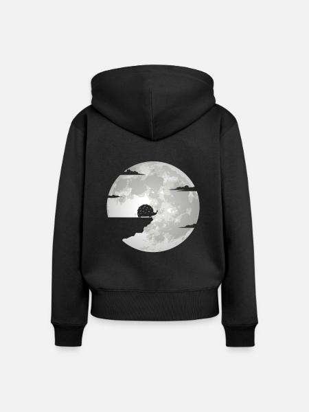 Igel Mond Igelmotiv Vollmond - Frauen Premium Bio Zip Hoodie - Schwarz