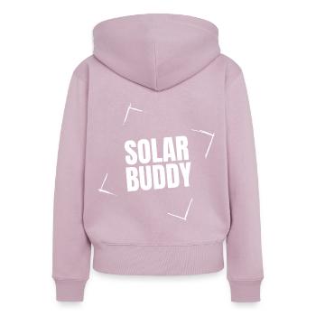Copain solaire - Sweat à capuche zippé Premium bio Femme - rose poudré - Dos - Julia (174cm)