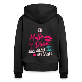 Die Malle Diven sind wieder am Start Mallorca 2021 - Frauen Premium Bio Zip Hoodie - Schwarz - Hinten - Julia (174cm)