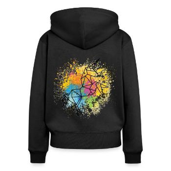 Einhorn Grafik - Frauen Premium Bio Zip Hoodie - Schwarz - Hinten - Julia (174cm)