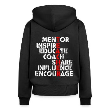 Lehrer Lehrerin Schule Beruf Ausbildung Ferien - Frauen Premium Bio Zip Hoodie - Schwarz - Hinten - Julia (174cm)