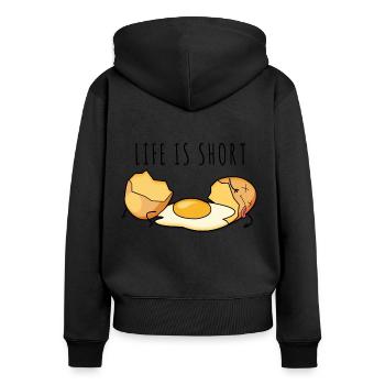 Lustiges Food Essen Foodist Foodie Geschenk Ei - Frauen Premium Bio Zip Hoodie - Schwarz - Hinten - Julia (174cm)