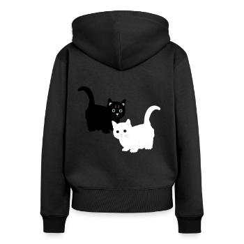 Katzen - Frauen Premium Bio Zip Hoodie - Schwarz - Hinten - Julia (174cm)