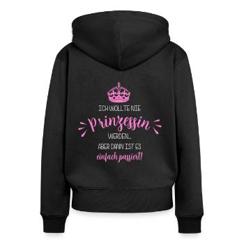 Je n'ai jamais voulu devenir une princesse ... - Sweat à capuche zippé Premium bio Femme - noir - Dos - Julia (174cm)