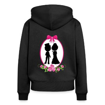 WEDDING - Frauen Premium Bio Zip Hoodie - Schwarz - Hinten - Julia (174cm)