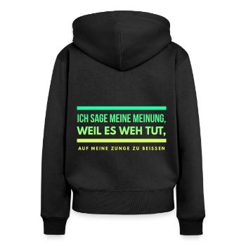Lustiger Spruch Schwarzer Humor Gemein Provokant - Frauen Premium Bio Zip Hoodie - Schwarz - Hinten - Julia (174cm)