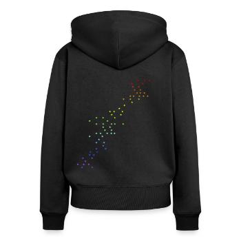 Étoiles Arc-en-ciel Galaxie étoilée Idée de cadeau - Sweat à capuche zippé Premium bio Femme - noir - Dos - Julia (174cm)