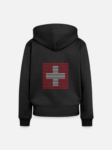 Schweizer Flagge Geschenkidee Geschenk Idee - Frauen Premium Bio Zip Hoodie - Schwarz