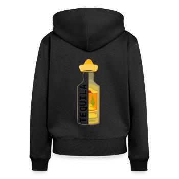 Bouteille de tequila - Sweat à capuche zippé Premium bio Femme - noir - Dos - Julia (174cm)
