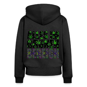 Alles im grünen Bereich Cannabis - Frauen Premium Bio Zip Hoodie - Schwarz - Hinten - Julia (174cm)