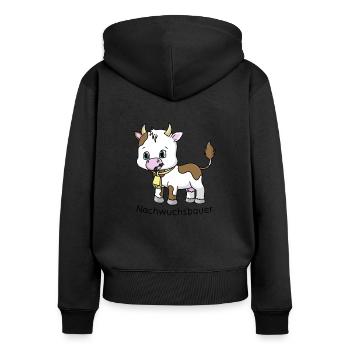 Young farmer gift for children cow - Women's Premium Organic Zip Hoodie - black - Back - Julia (174cm)