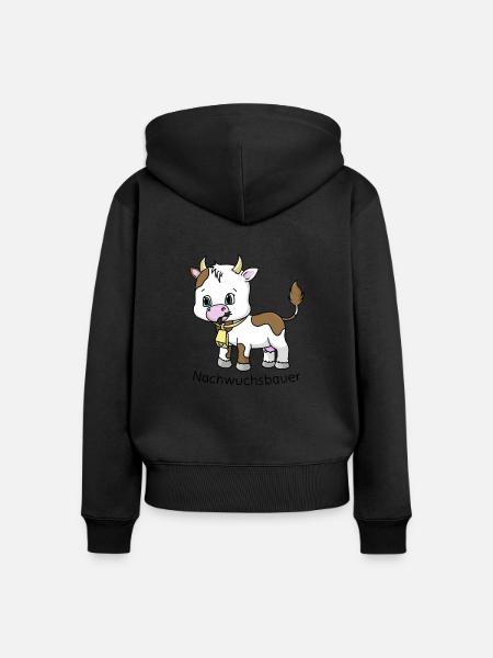 Nachwuchsbauer Geschenk für Kinder Kuh - Frauen Premium Bio Zip Hoodie - Schwarz