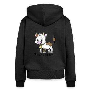 Nachwuchsbaeuerin Bäuerin Bauernhof Kuh Kind - Frauen Premium Bio Zip Hoodie - Schwarz - Hinten - Julia (174cm)