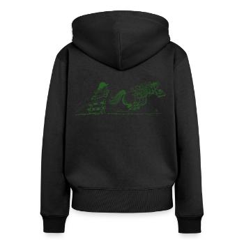 Thelwell - Pony running away - Women's Premium Organic Zip Hoodie - black - Back - Julia (174cm)