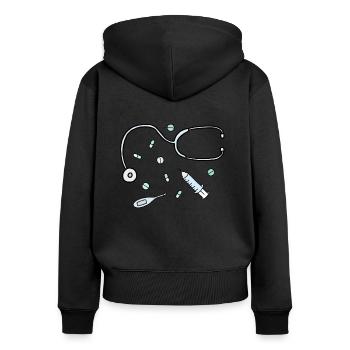 Medizin - Frauen Premium Bio Zip Hoodie - Schwarz - Hinten - Julia (174cm)