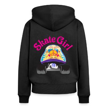 Skate Girl - Frauen Premium Bio Zip Hoodie - Schwarz - Hinten - Julia (174cm)