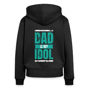 Père et fils - Sweat à capuche zippé Premium bio Femme - noir - Dos - Julia (174cm)