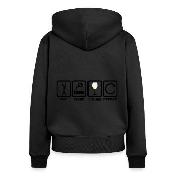 Riesling Wine T Shirt - Mangez Sommeil Répétez - Sweat à capuche zippé Premium bio Femme - noir - Dos - Julia (174cm)