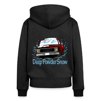 Deep Powder Snow - Frauen Premium Bio Zip Hoodie - Schwarz - Hinten - Julia (174cm)