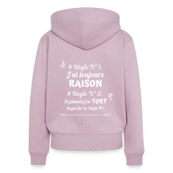Ich habe immer Recht. - Frauen Premium Bio Zip Hoodie - Altrosa - Hinten - Julia (174cm)