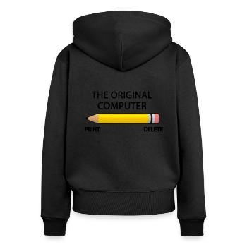 La chemise originale de PC de copie d'impression d'ordinateur - Sweat à capuche zippé Premium bio Femme - noir - Dos - Julia (174cm)