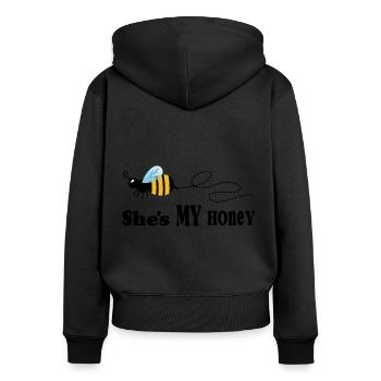 Elle est mon chéri - Sweat à capuche zippé Premium bio Femme - noir - Dos - Julia (174cm)