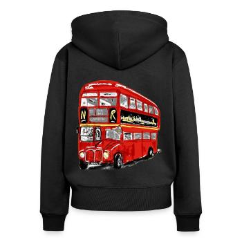 Stoppen Sie den Bus! - Frauen Premium Bio Zip Hoodie - Schwarz - Hinten - Julia (174cm)