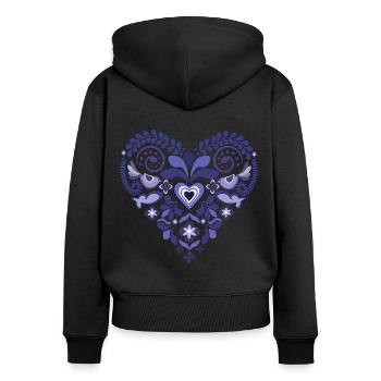 cœur - Sweat à capuche zippé Premium bio Femme - noir - Dos - Julia (174cm)