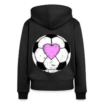 Coeur de football féminin Cher footballeur - Sweat à capuche zippé Premium bio Femme - noir - Dos - Julia (174cm)