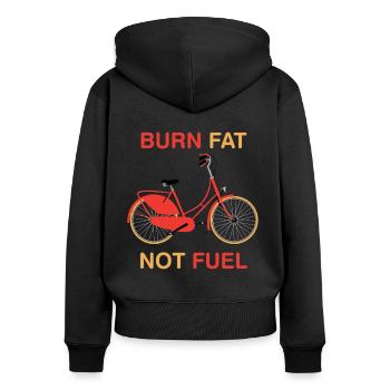 Burn Fat Not Fuel - Sweat à capuche zippé Premium bio Femme - noir - Dos - Julia (174cm)
