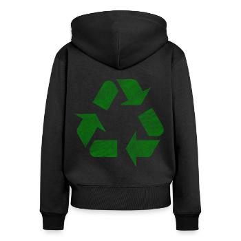Recycle Logo im Vintage Look zum Earth Day - Frauen Premium Bio Zip Hoodie - Schwarz - Hinten - Julia (174cm)