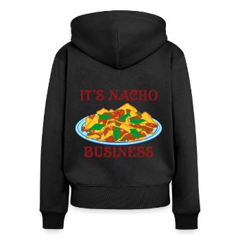 Nacho business - Sweat à capuche zippé Premium bio Femme - noir - Dos - Julia (174cm)