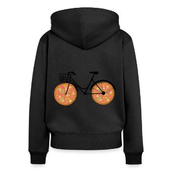 Pizza and cycling - Women's Premium Organic Zip Hoodie - black - Back - Julia (174cm)