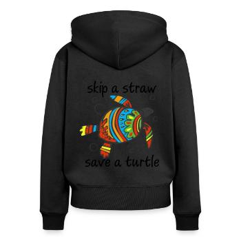 Skip a Straw - Frauen Premium Bio Zip Hoodie - Schwarz - Hinten - Julia (174cm)