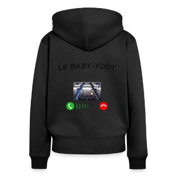 LE BABY-FOOT m'appelle - Sweat à capuche zippé Premium bio Femme - noir - Dos - Julia (174cm)